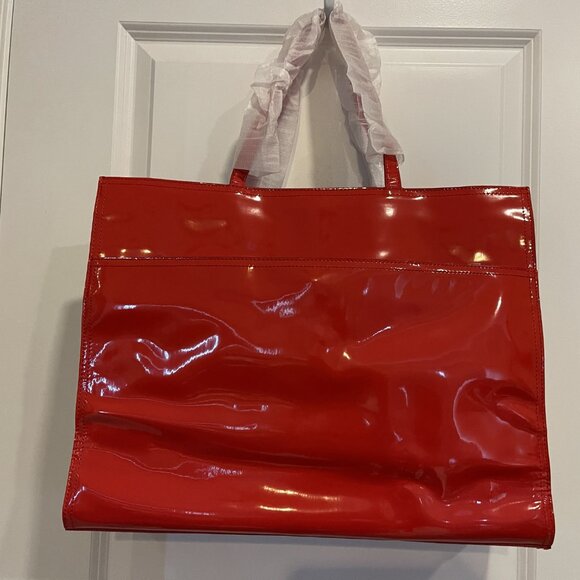 Tory Burch NWT Logo Perforated Tote in Tory Red - Picture 3 of 13